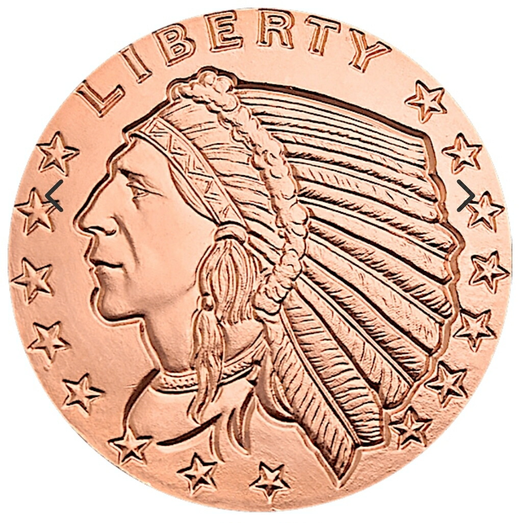 楽天市場】銅 純銅コイン 「インディアン」1オンス 純銅 銅貨 品位99.9