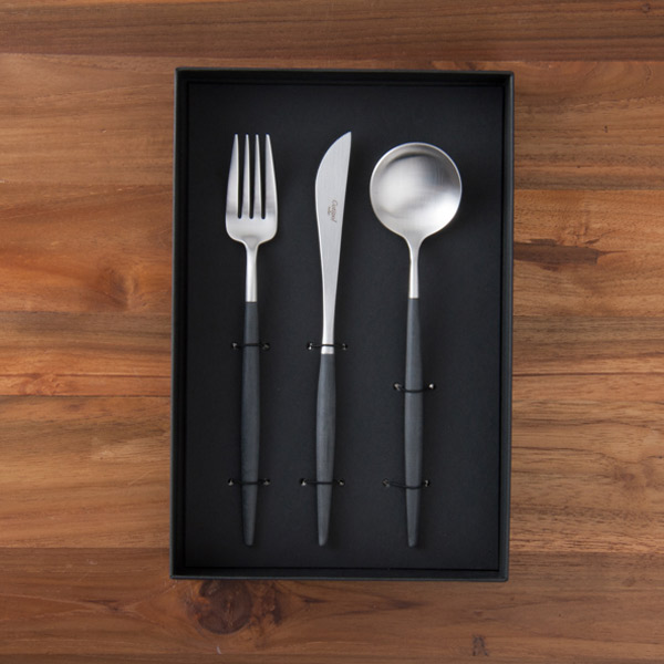 楽天市場】クチポール ゴア・ブラック シルバー ディナーセット 3PCS