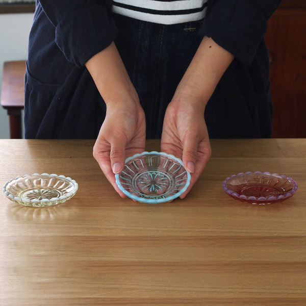 楽天市場】廣田硝子 雪の花 豆皿 ブルー / ガラス 日本製 ハンドメイド