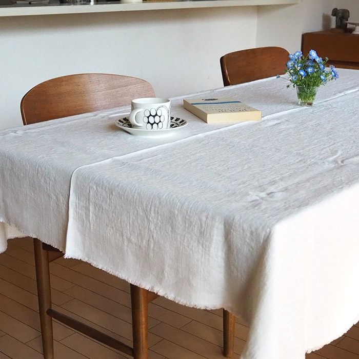 楽天市場】リネンテイルズ フリンジ テーブルクロス ホワイト 140×200