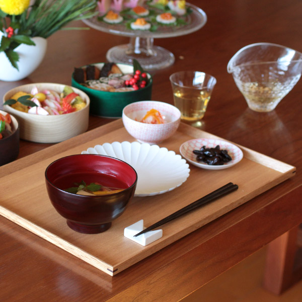 楽天市場】松屋漆器店 白木 1尺3寸長角盆 / お盆 トレー トレイ お膳