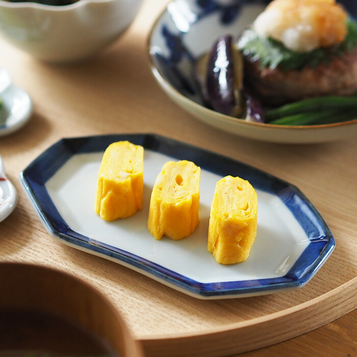 楽天市場】日下華子 色絵 ふち呉須 八角プレート小 / 九谷 和食器 長角