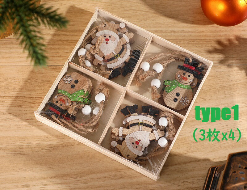 楽天市場】クリスマス飾り オーナメント 全4種類 オブジェ ウッド 木製
