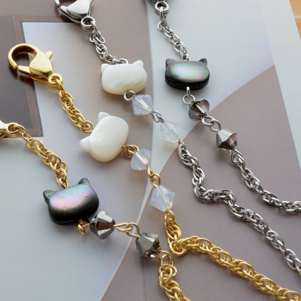 楽天市場】メガネチェーン マザーオブパール キャット モチーフ マスク