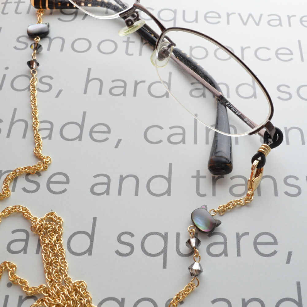 楽天市場】メガネチェーン マザーオブパール キャット モチーフ マスク