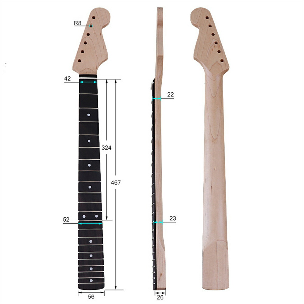 楽天市場】ギターネック STタイプ用交換ネック 21フレット 艶消し