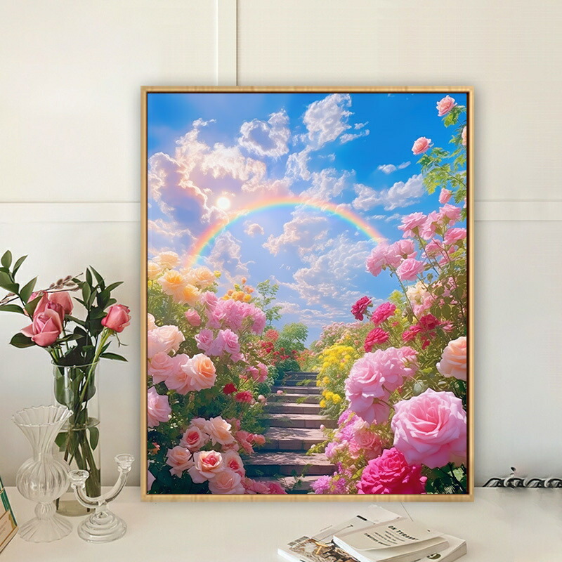 楽天市場】数字油絵 薔薇の庭 塗り絵 油絵セット 工具付き 内枠付き