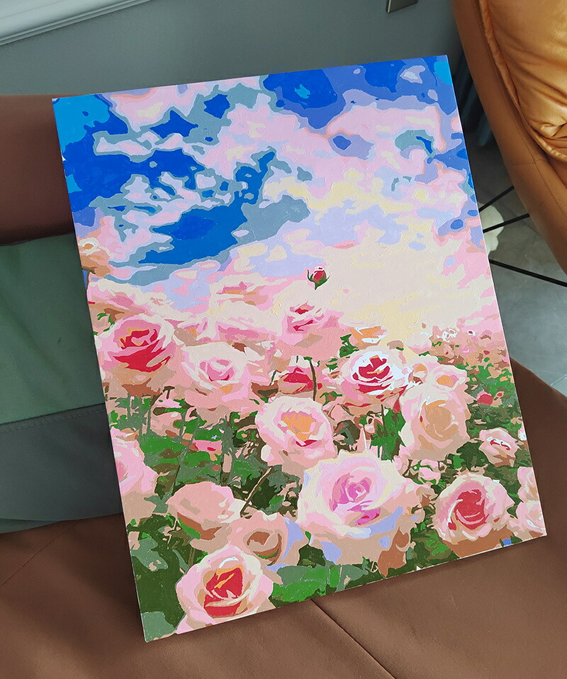 楽天市場】数字油絵 薔薇の庭 塗り絵 油絵セット 工具付き 内枠付き