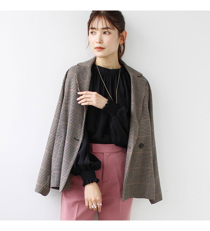 楽天市場】ハイネックギャザーバルーンスリーブブラウス レディース 秋