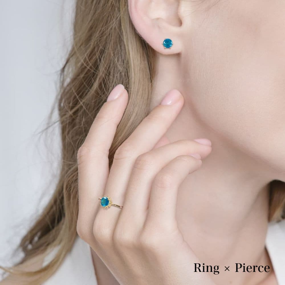 楽天市場】K18 ネオンブルー アパタイト ピアス 各0.50ct 18金 ブルー