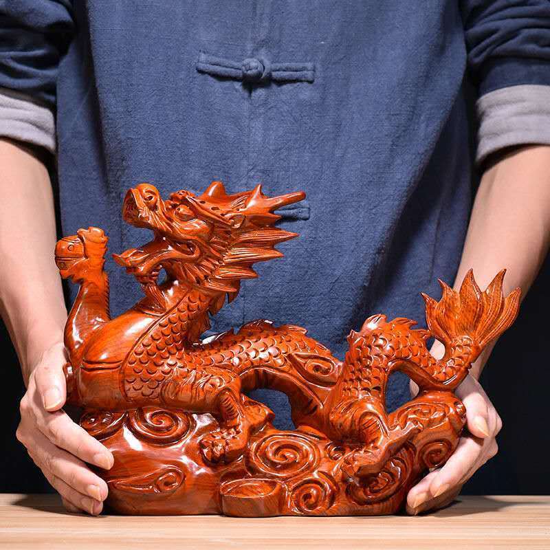楽天市場】中国風 龍 神龍 木彫り 置物 風水 開運 高級天然ツゲ木彫り