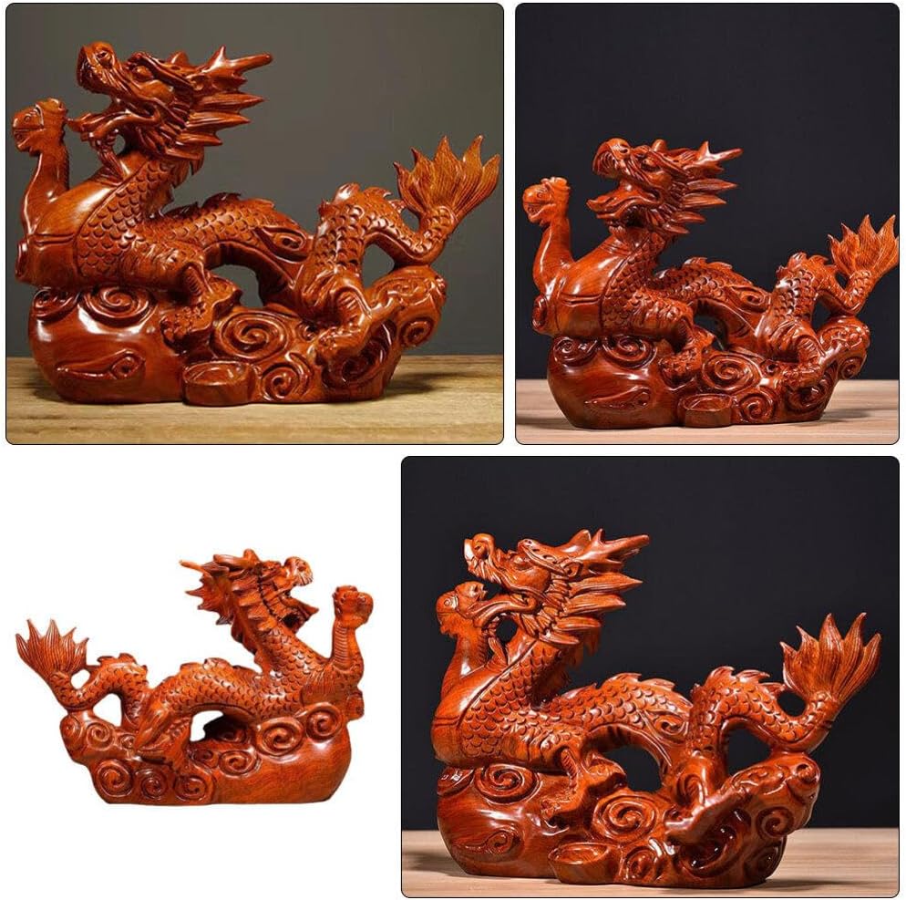 楽天市場】中国風 龍 神龍 木彫り 置物 風水 開運 高級天然ツゲ木彫り