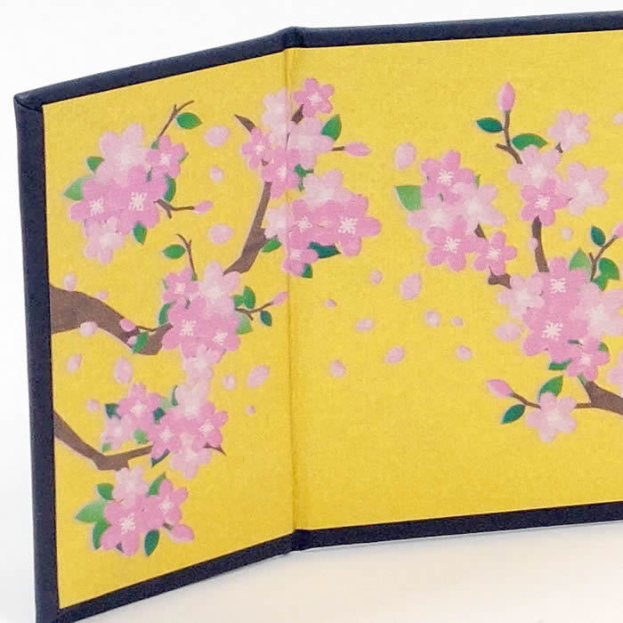 楽天市場】3曲金屏風（桜吹雪）コンパクト雛人形用（幅14.2×高6cm