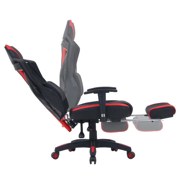 楽天市場】メッシュゲーミングチェア レイズ フットレスト付き レッド