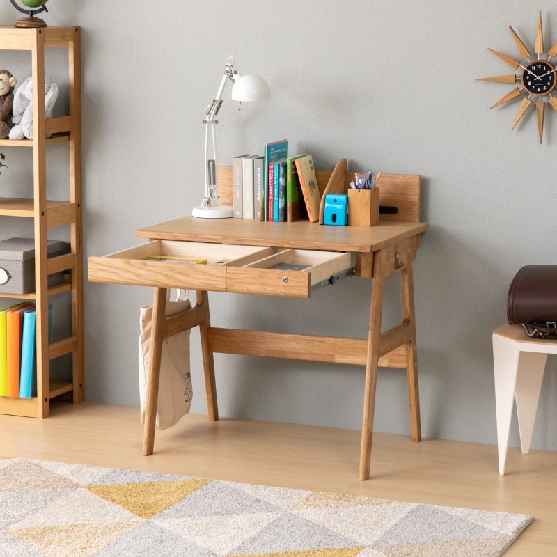 楽天市場】一生紀 学習デスク 引き出し付 幅80cm コンセント付 木製