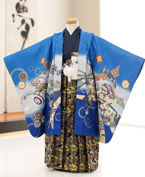 楽天市場】七五三 男の子 着物 レンタル d5204「光」ブランド 青地熨斗