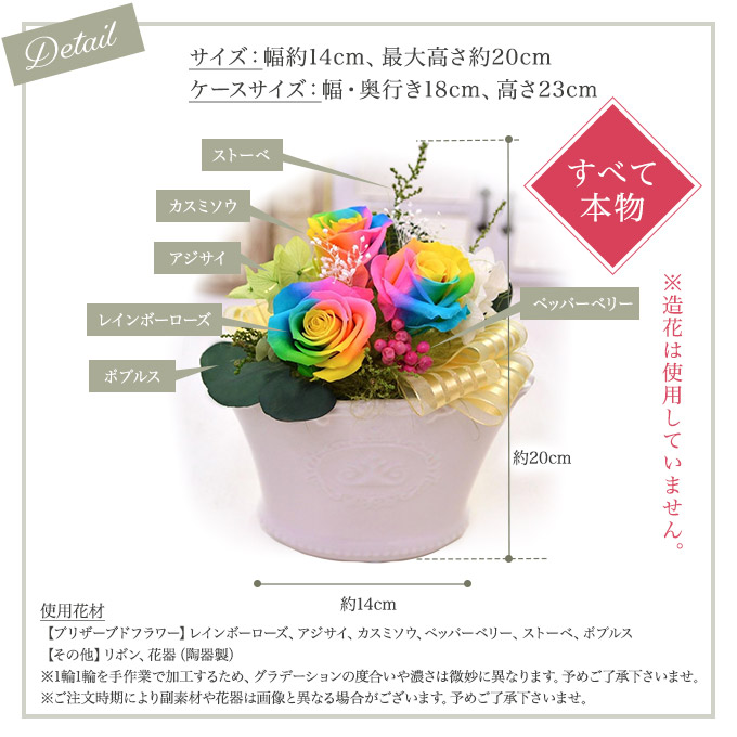 楽天市場】レインボーローズ プリザーブドフラワー ギフト レインボー