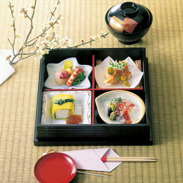 楽天市場】日本製 栓 松花堂弁当箱 蓋付き 四つ切り弁当 木製弁当 黒