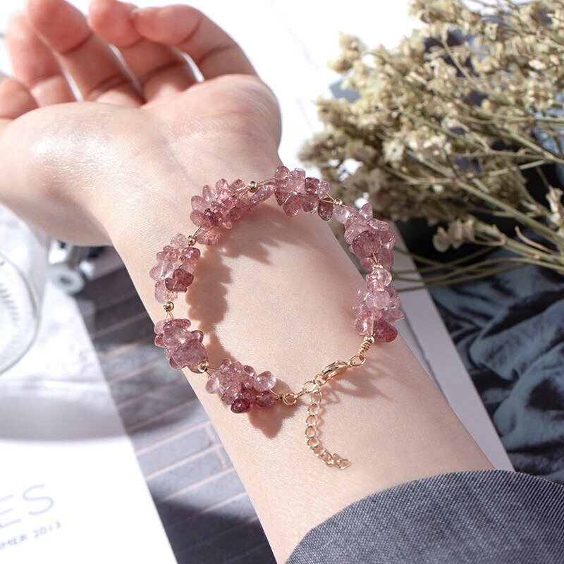 楽天市場】天然石ブレスレット ストロベリークォーツ さざれ石