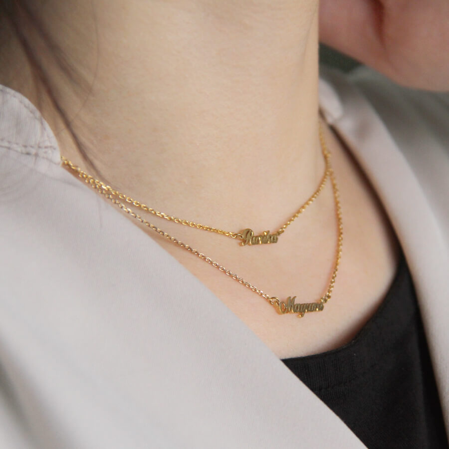 楽天市場】二人の名前で作るネームネックレス 2連タイプ ネーム