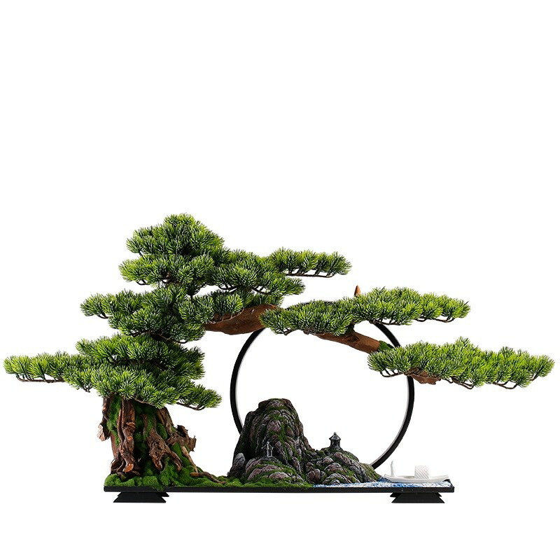 楽天市場】A054272インテリアグリーン 高級模造迎客松盆栽 置物 禅意迎