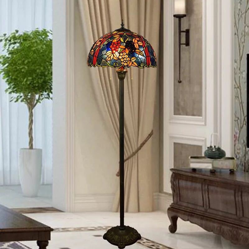 ステンドグラス トールランプ フロアランプ レトロ 照明 間接照明 nZ
