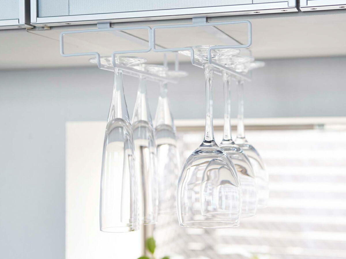 楽天市場】［ 戸棚下ワイングラスハンガー タワー ダブル ］山崎実業