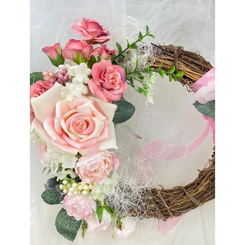 楽天市場】リース フラワーリース ピンク バラのリース 造花 ローズ