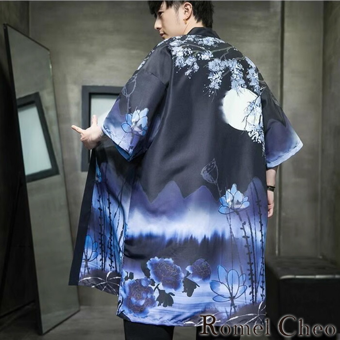 楽天市場】RomelCheo 月夜和柄七分袖羽織カーディガン 和柄