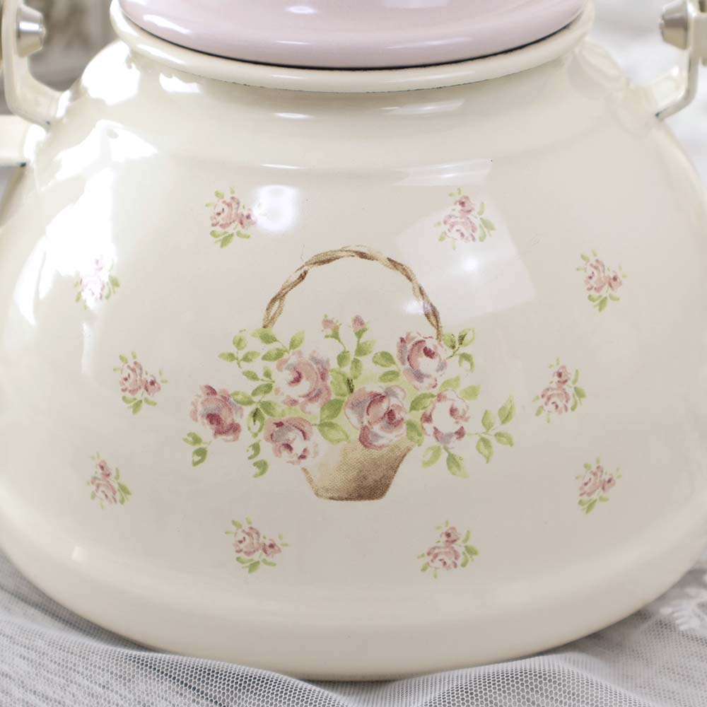 楽天市場】レトロケトル 1.5L ローズバスケット イマン ホーロー 琺瑯