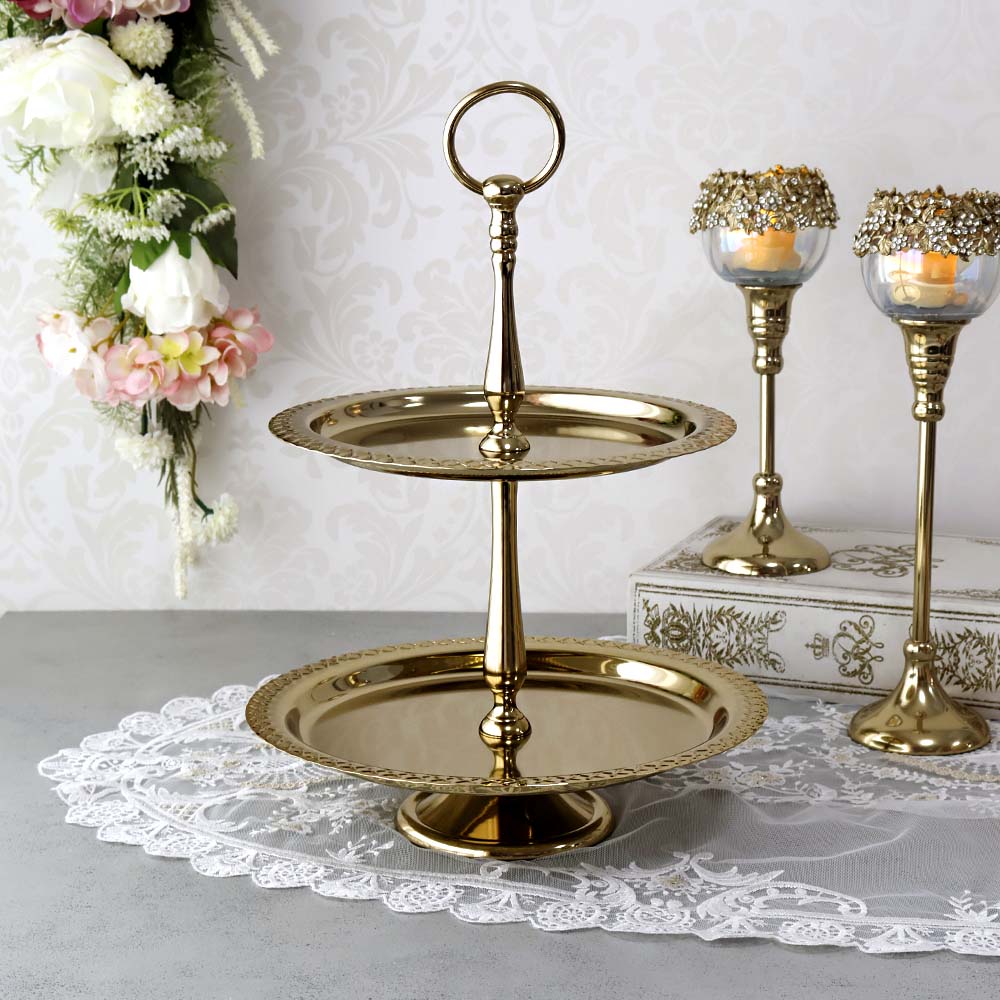 楽天市場】クラシックゴールド2段プレート トレイ トレー 2段