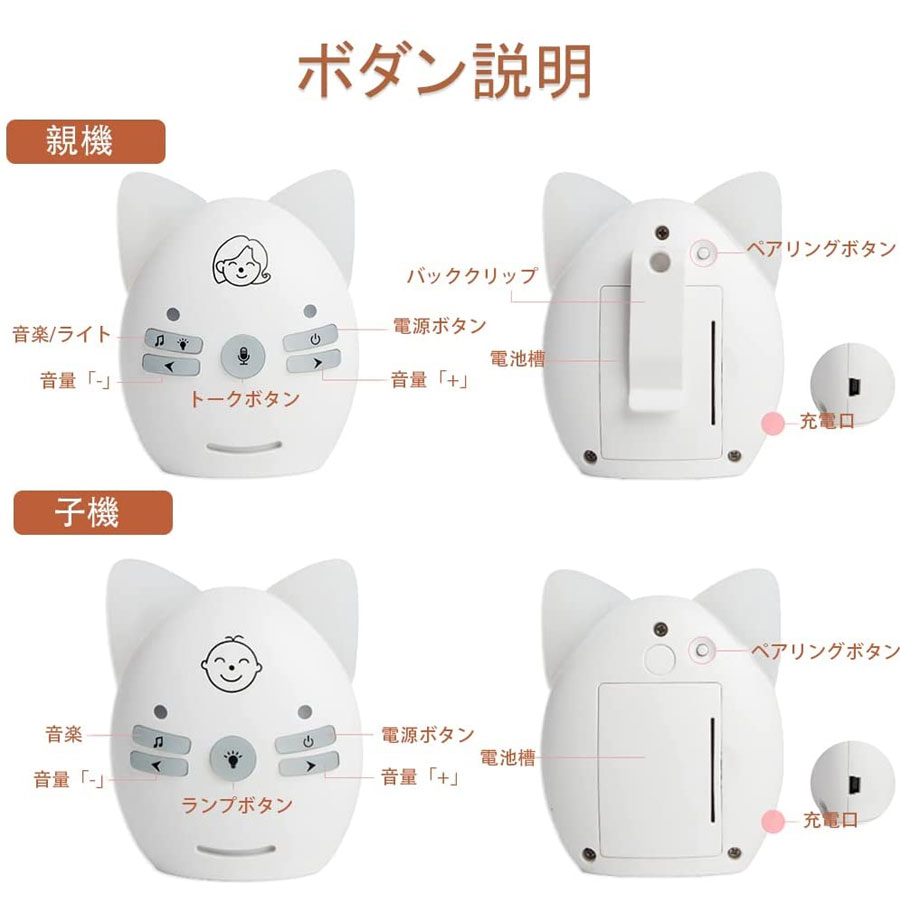 楽天市場】【2台セット 2wayトーク】ベビーモニター オーディオ