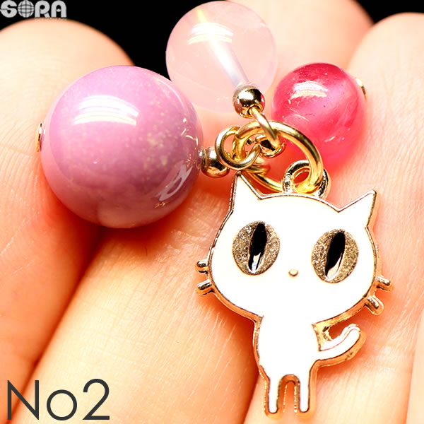 楽天市場】選べる！黒ねこ 白ねこ チャーム パワーストーン 【限定1点