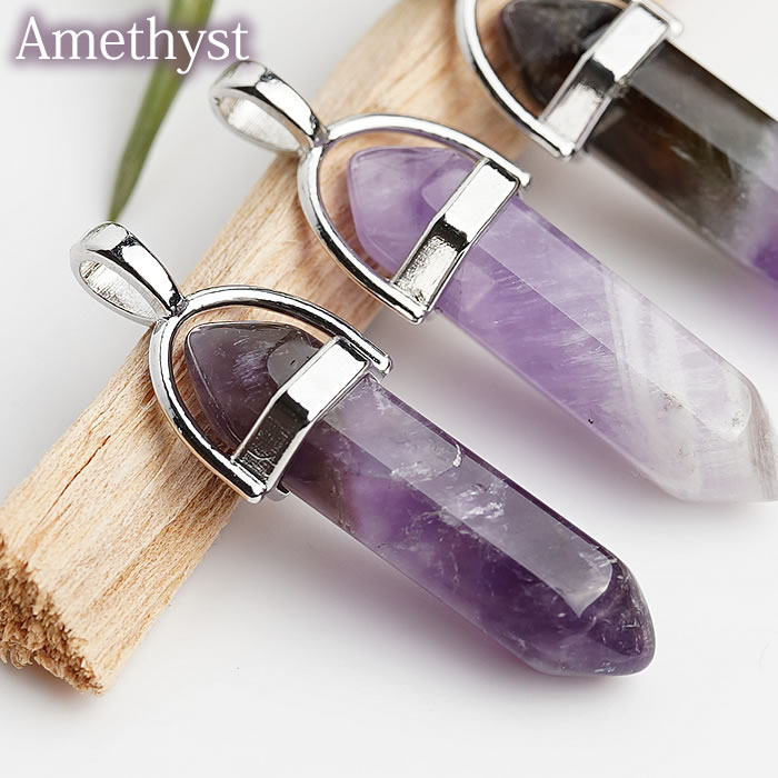 楽天市場】アメジスト 両剣ポイント ペンダントトップ ネックレス