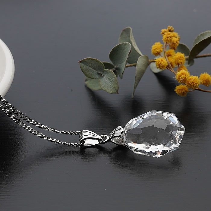 楽天市場】【高品質】水晶AAA カット ペンダントトップ ネックレス