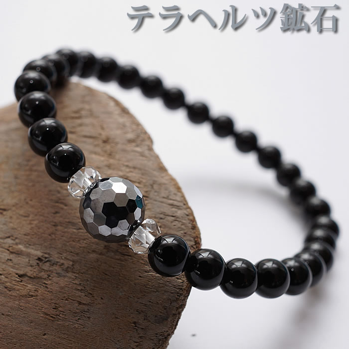 楽天市場】【高純度】テラヘルツ鉱石10mm 128面カット×オニキス6mm