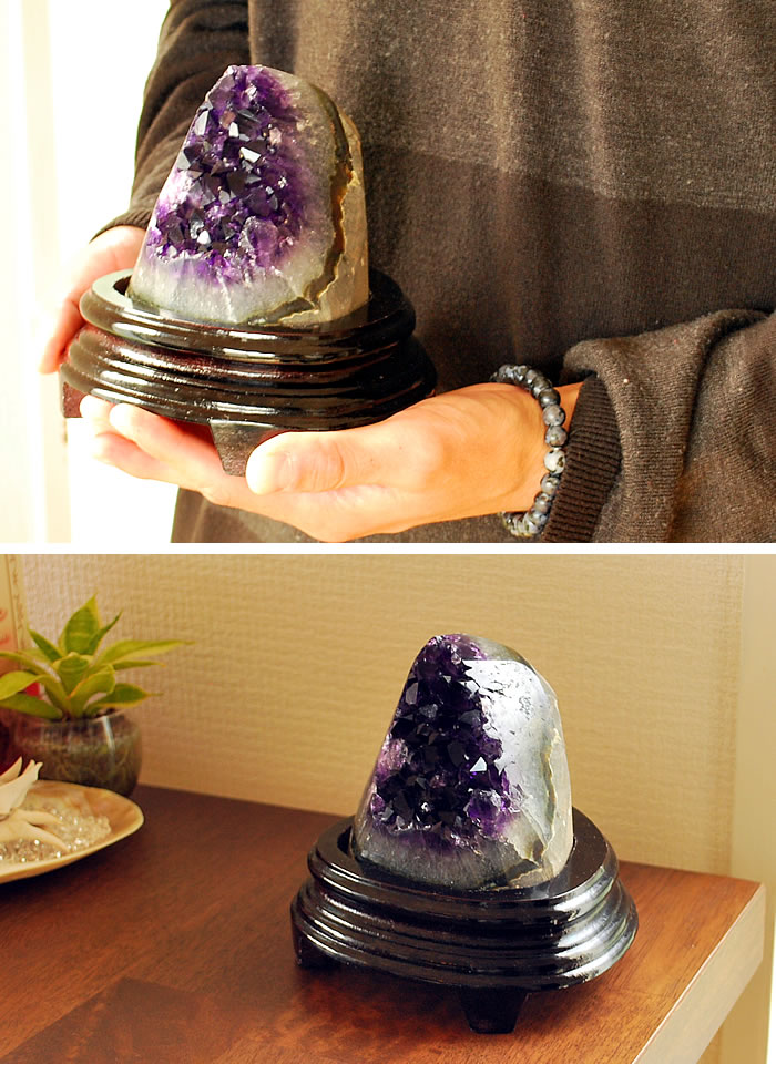 楽天市場】【一点もの・台座付き】アメジスト 原石 クラスター 天然石