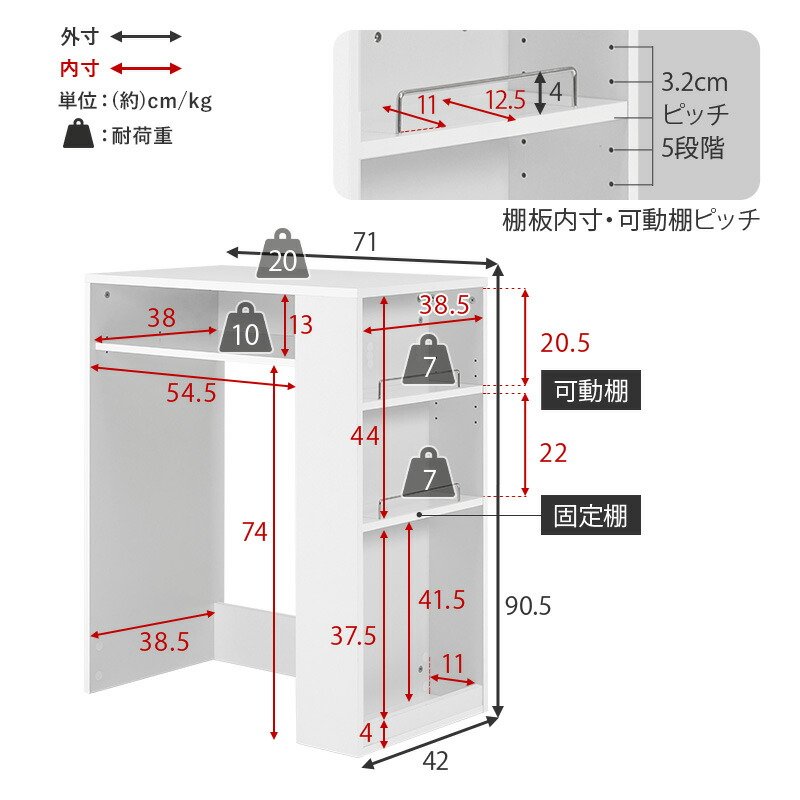 楽天市場】ごみ箱上ラック 幅71 奥行42 高さ90.5cm ゴミ箱上ラック