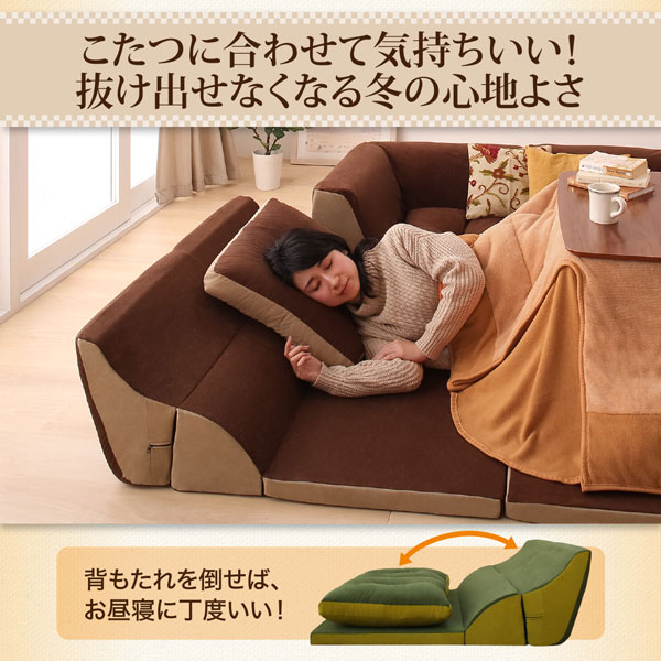 楽天市場】こたつソファ クッション付きラグ （全体 幅177×奥行177