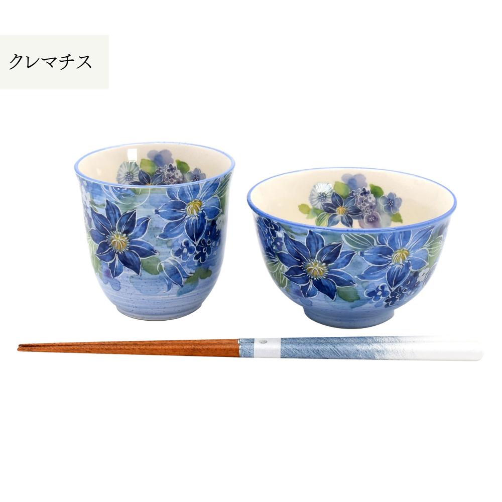 楽天市場】花あわせ飯碗湯呑 “若狭塗箸付 “『バラ』『クレマチス