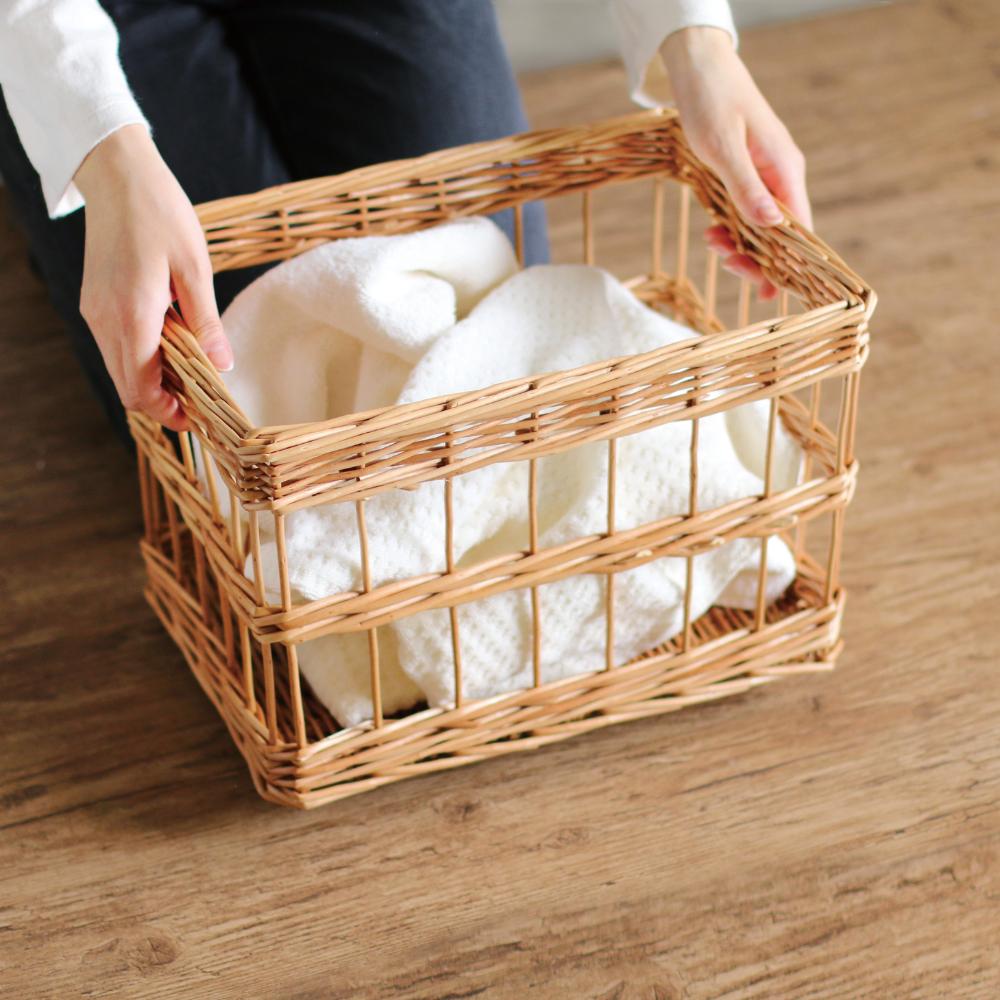 楽天市場】バスケット かごバッグ 手付き 手なし 収納セット 角横 角長