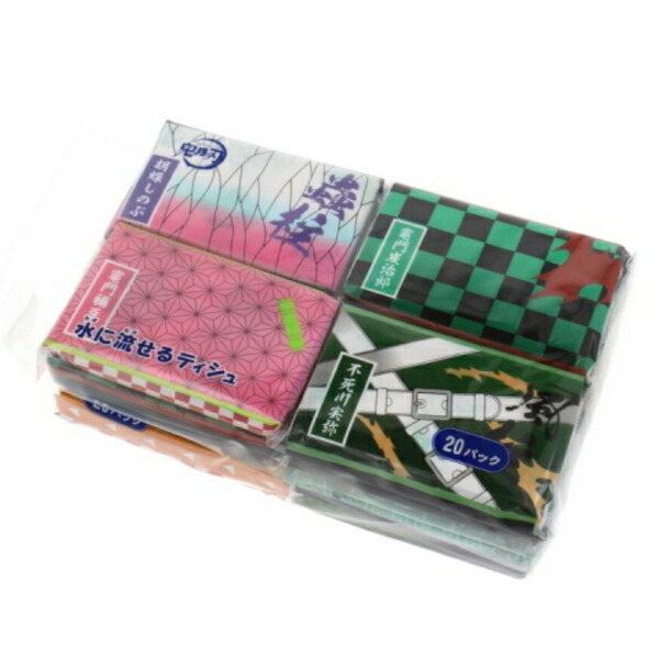 楽天市場】鬼滅の刃 ミニ ポケット ティッシュ 20Pパック 羽織柄 水に