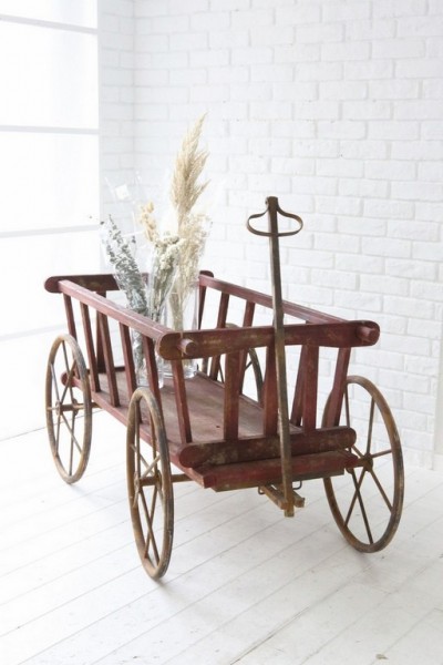 楽天市場】フラワーワゴン ガーデンオブジェ パティオ ワゴン フラワー