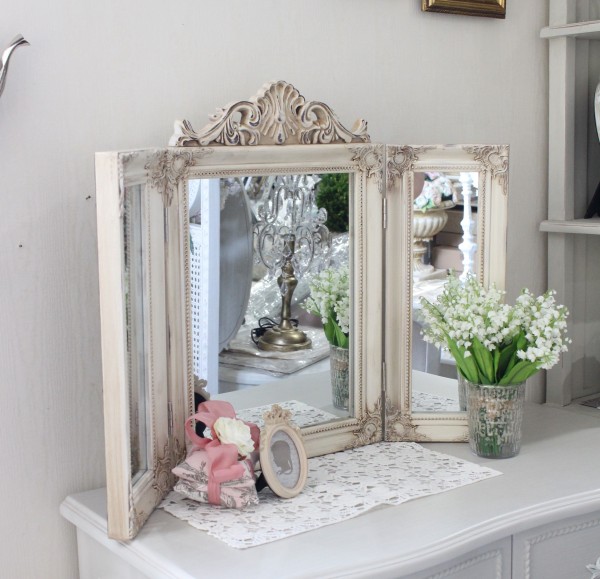 楽天市場】三面鏡 スタンドミラー ミラー ホワイト 置き型 鏡 卓上