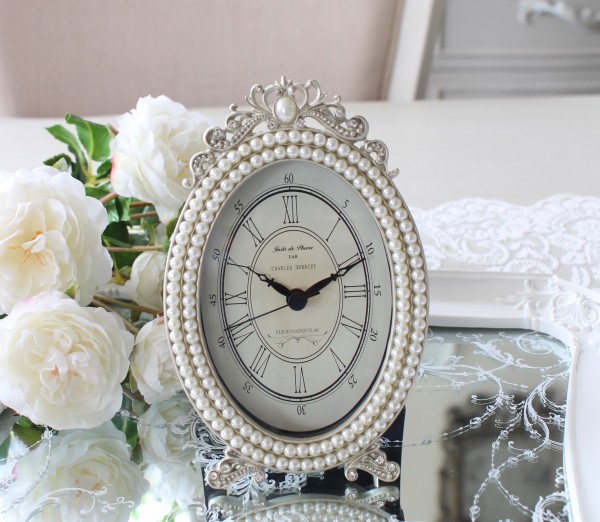 楽天市場】置き時計 可愛い 置時計 猫脚パール オーバル シルバー
