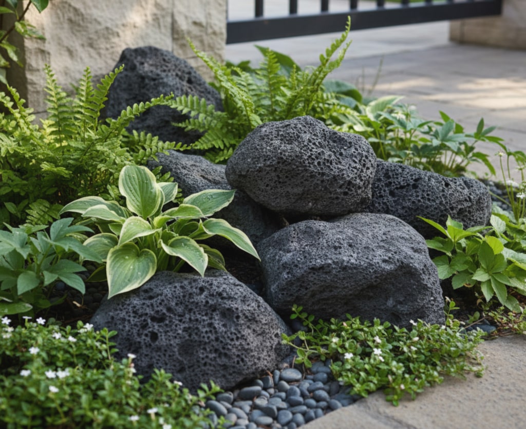 楽天市場】溶岩石 庭石 黒 溶岩 石 ロックガーデン ブラックカル 大量
