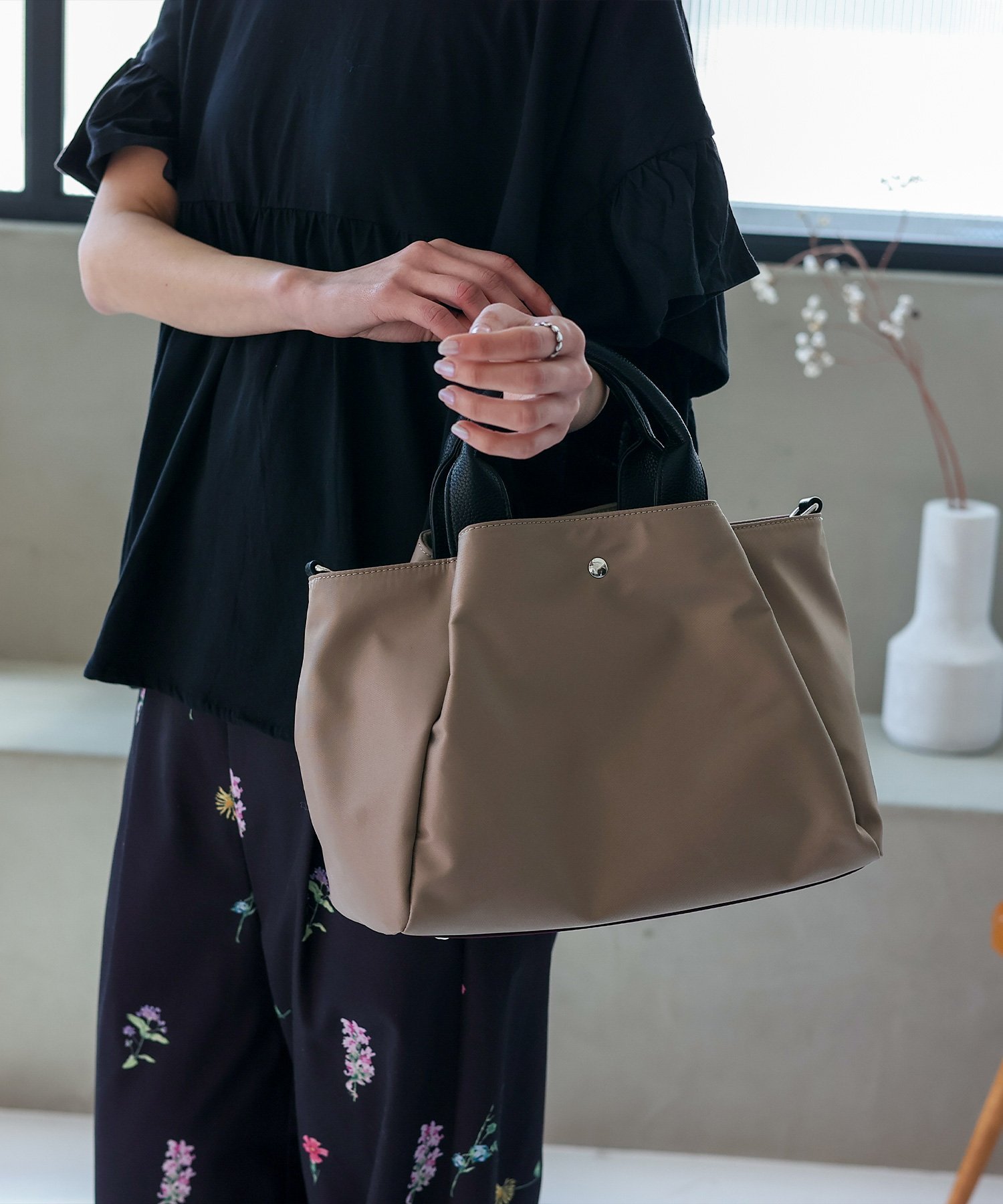 VitaFelice｜ツートーン2wayトートバッグレディース ナイロン 軽量 撥