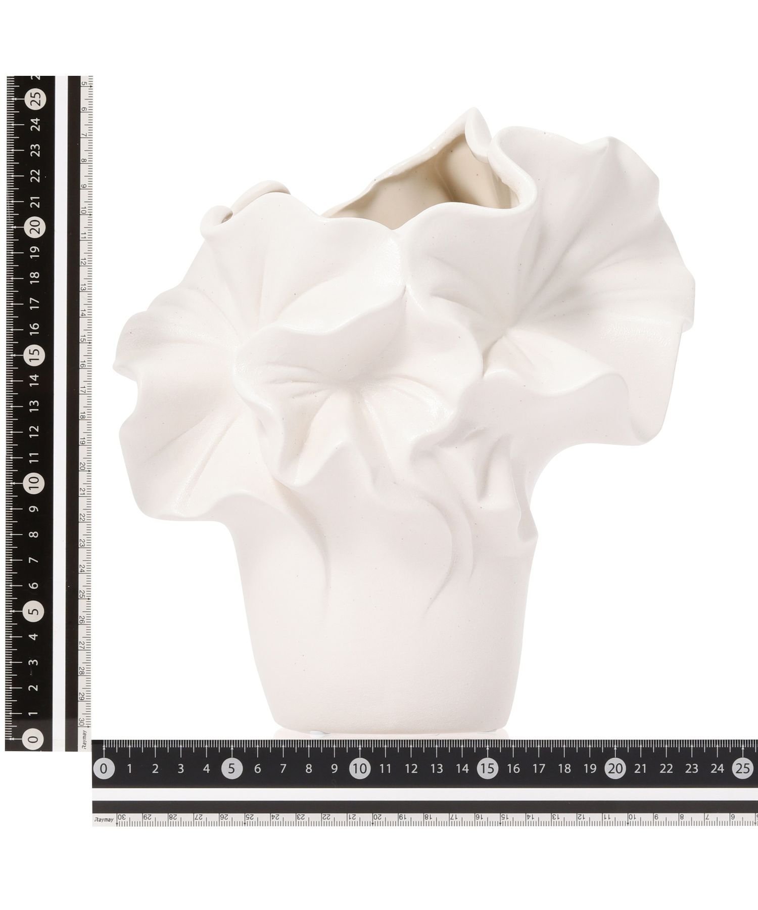 Francfranc｜セラミック ラッフル フラワーベース M ホワイト