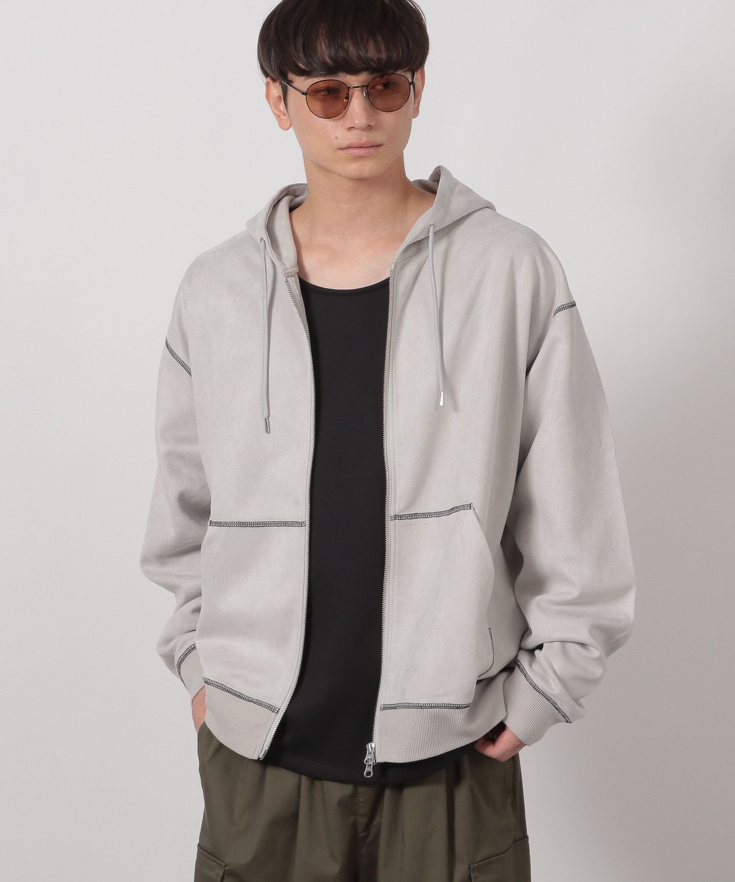 LAKOLE｜ステッチスエードZIPパーカー | Rakuten Fashion(楽天