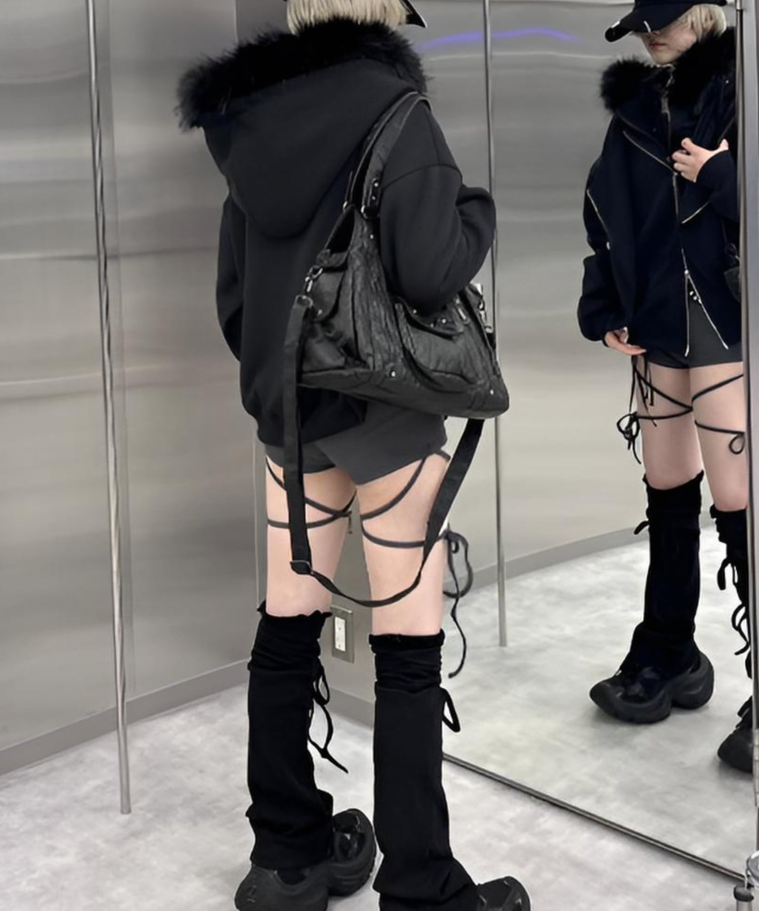 Never mind the XU / Chikashitsu+｜【nmtc +】fur zip up hoodie